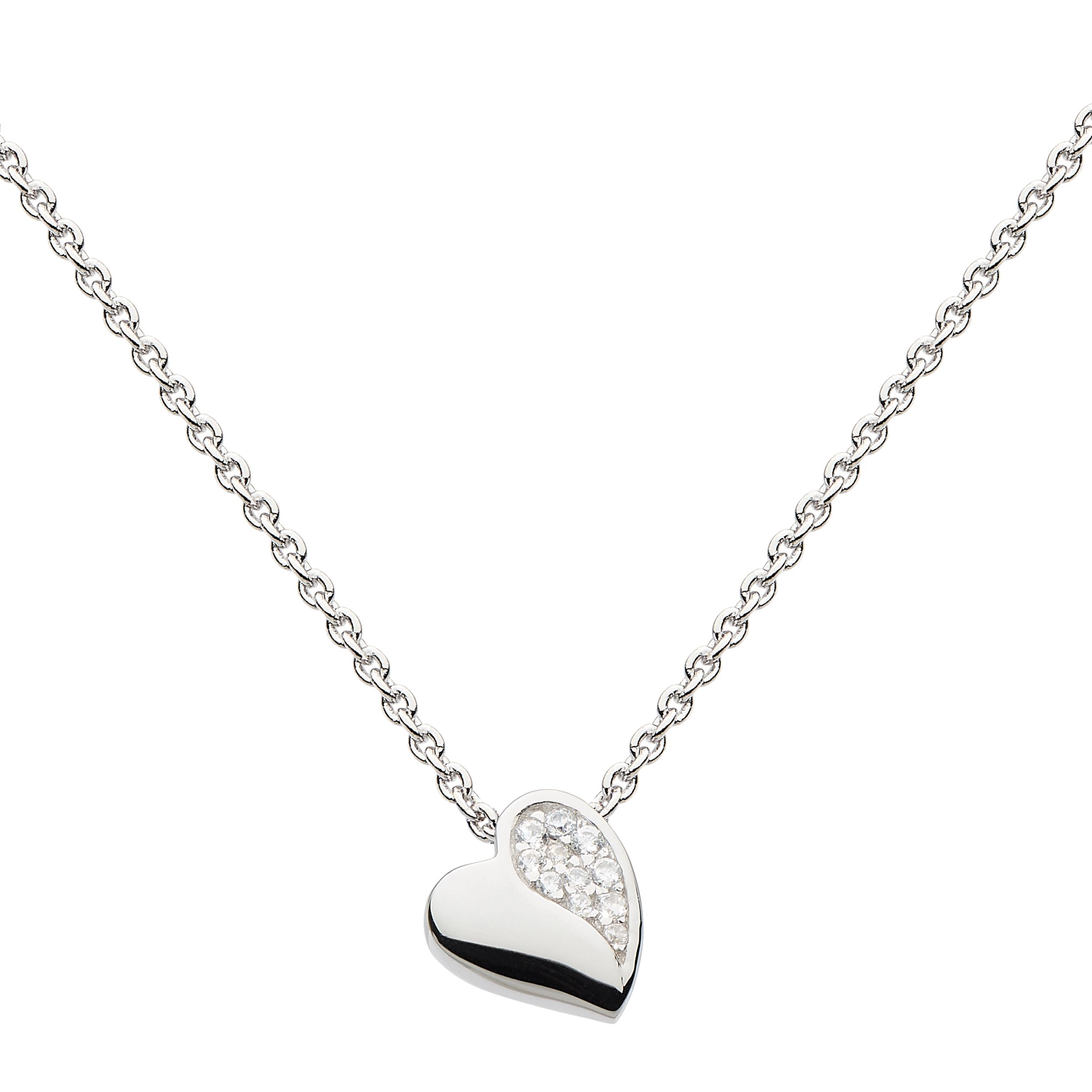 Kit Heath Sterling Silver Pave Heart Pendant Necklace, Silver