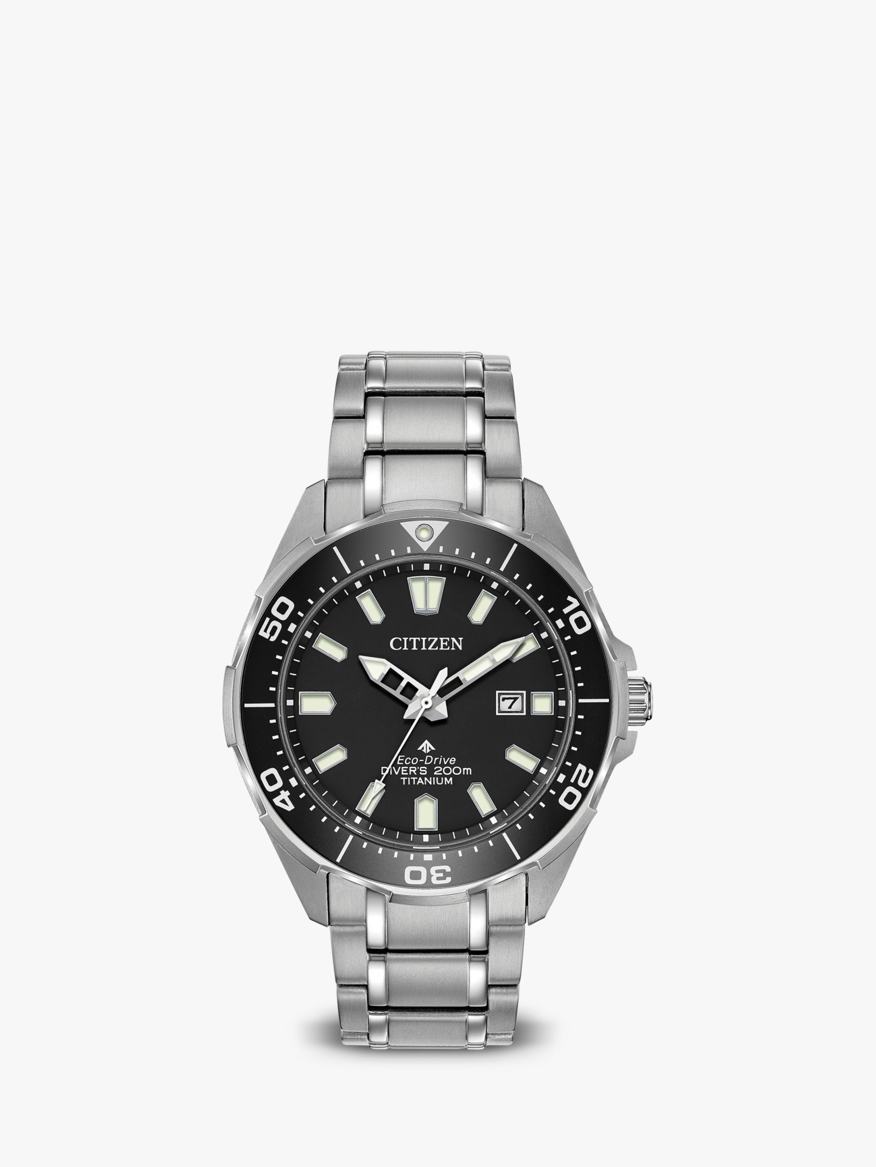 Citizen BN0200-56E Men's ProMaster Eco-Drive Date Bracelet Strap Watch,  Silver/Black at John Lewis & Partners