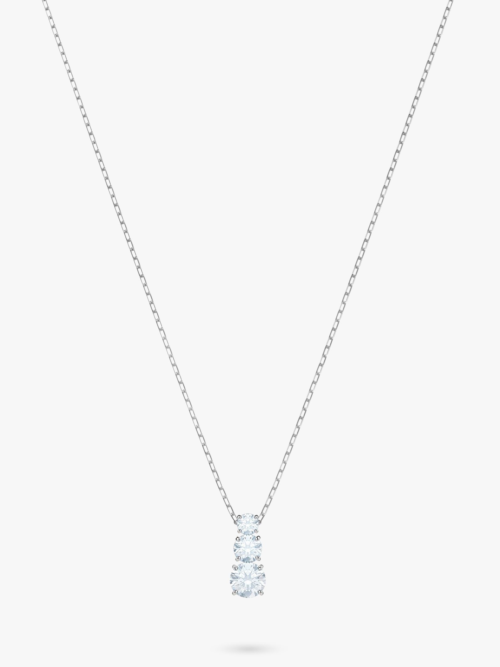 Swarovski Attract Triple Crystal Pendant Necklace, Silver/Clear at John ...