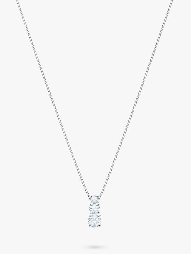 Swarovski Attract Triple Crystal Pendant Necklace, Silver/Clear