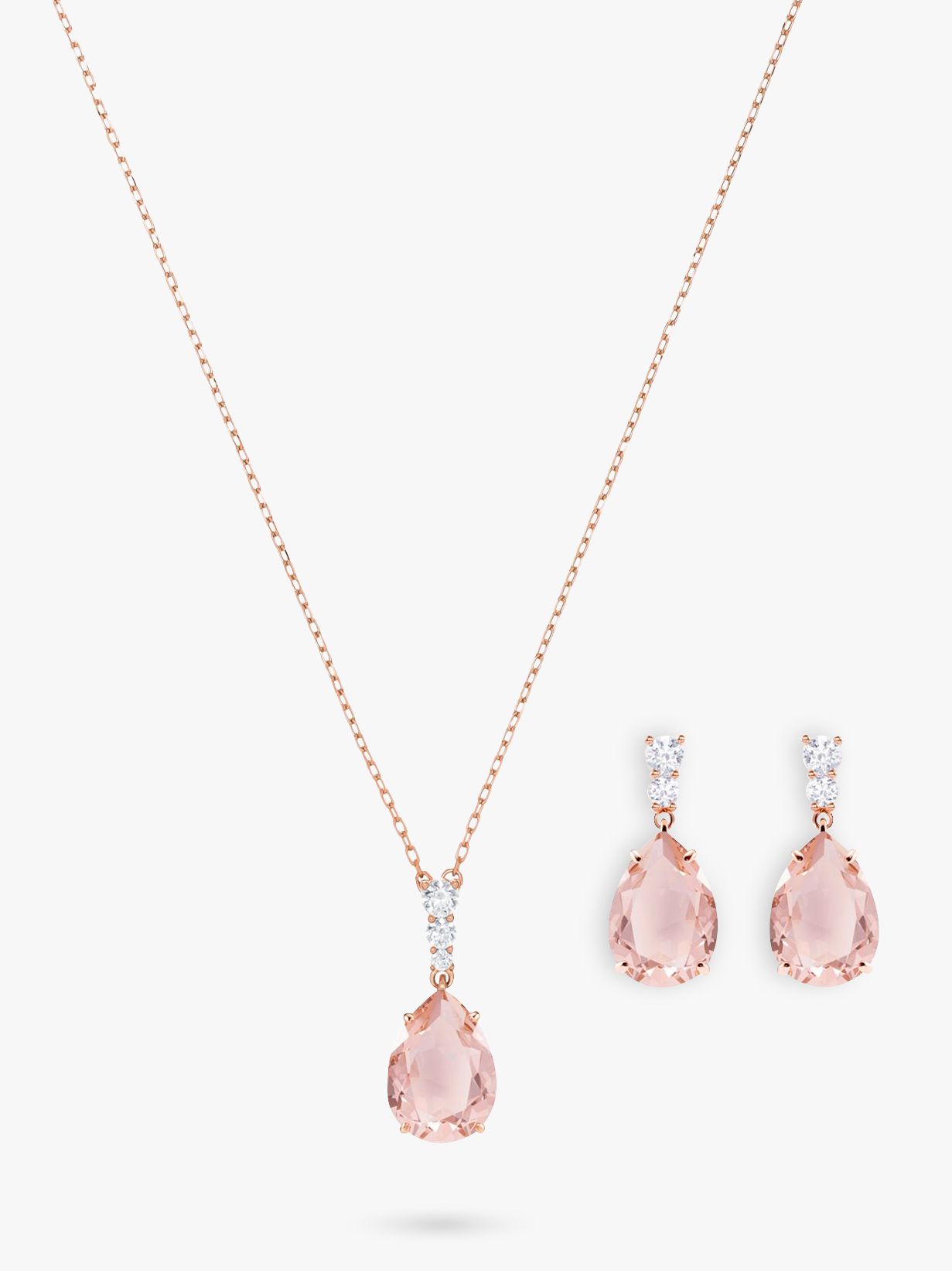 Swarovski Vintage Crystal Teardrop Drop Earrings and Pendant Necklace Jewellery Set