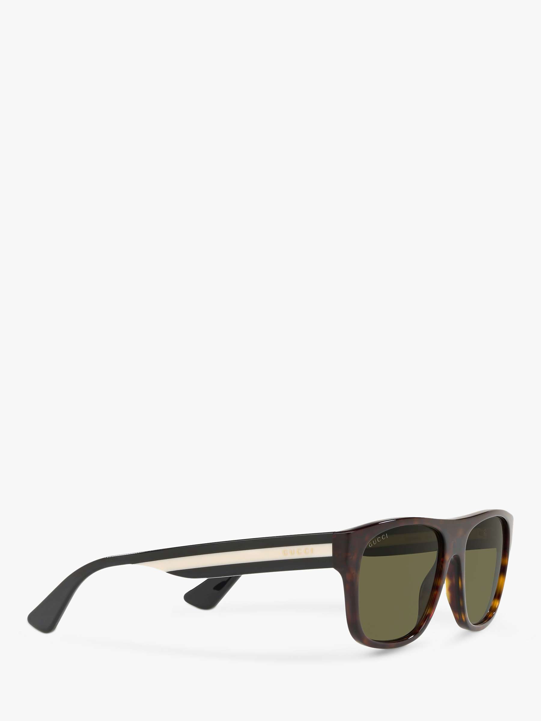 Gucci GG0341S Men's Rectangular Sunglasses, Tortoise/Green at John Lewis &  Partners