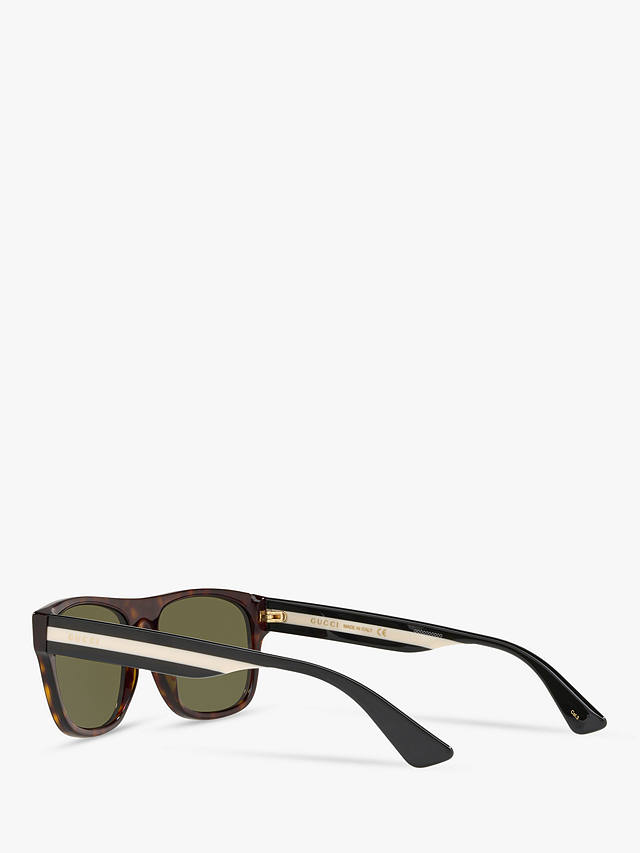 Gucci GG0341S Men's Rectangular Sunglasses, Tortoise/Green