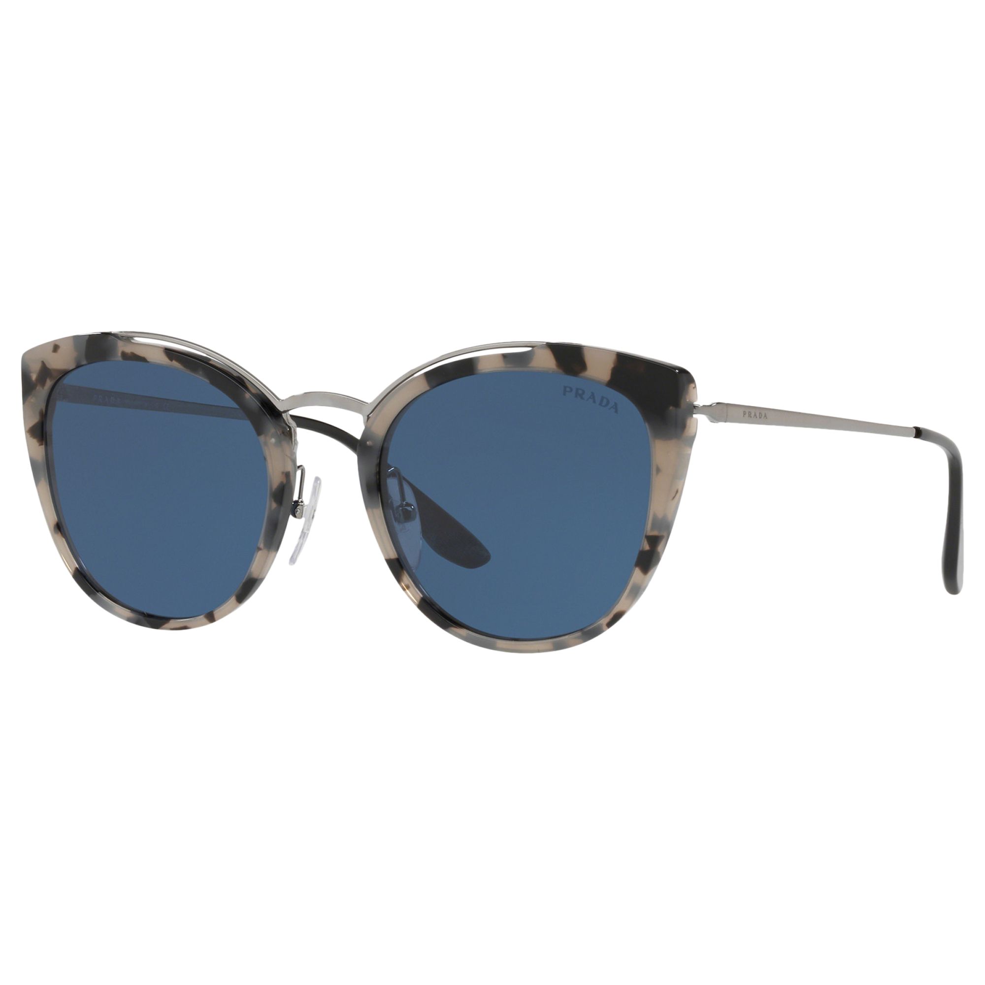 Prada PR 20US Women's Square Sunglasses, Grey Tortoise/Blue at John Lewis &  Partners