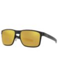 Oakley OO4123 Men's Holbrook Prizm Polarised Metal Square Sunglasses, Shiny Black/Yellow