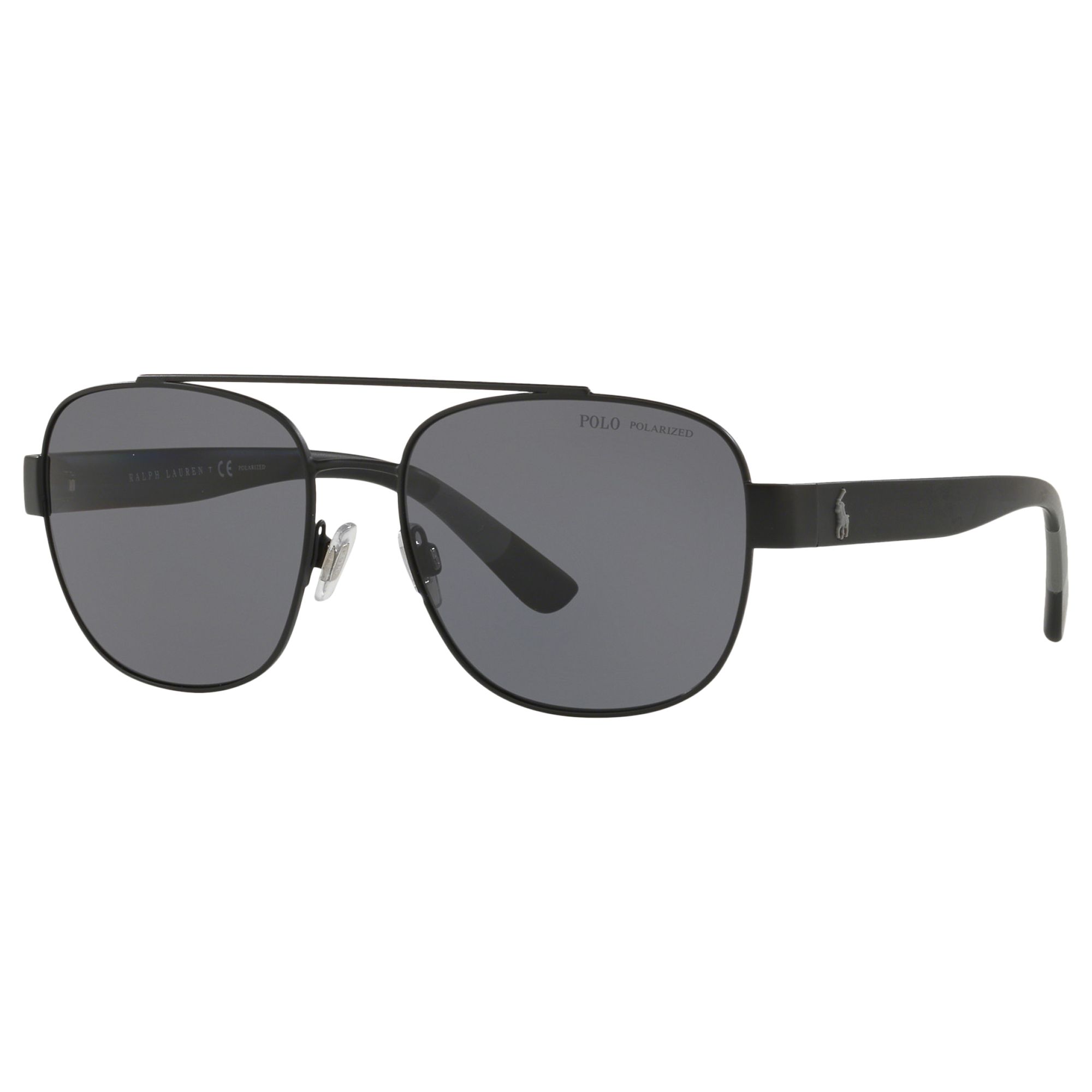 Polo Ralph Lauren PH3119 Men's Polarised Square Sunglasses, Matte Black/Grey