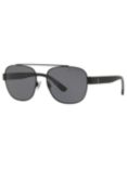 Polo Ralph Lauren PH3119 Men's Polarised Square Sunglasses, Matte Black/Grey