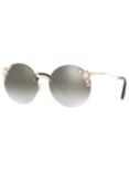 Miu Miu MU 52TS Women's Embellished Round Sunglasses, Gold/Mirror Grey