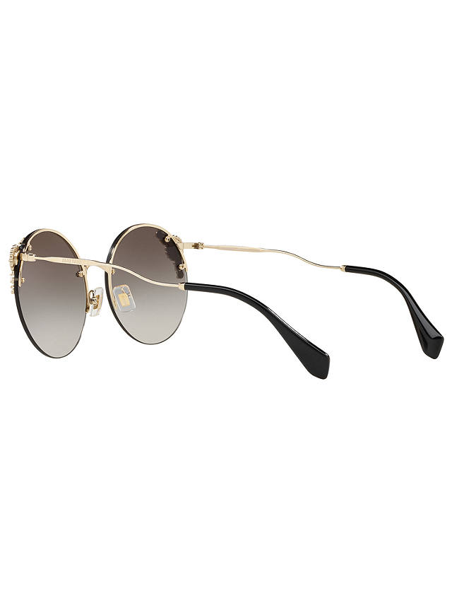 Miu Miu MU 52TS Women's Embellished Round Sunglasses, Gold/Mirror Grey