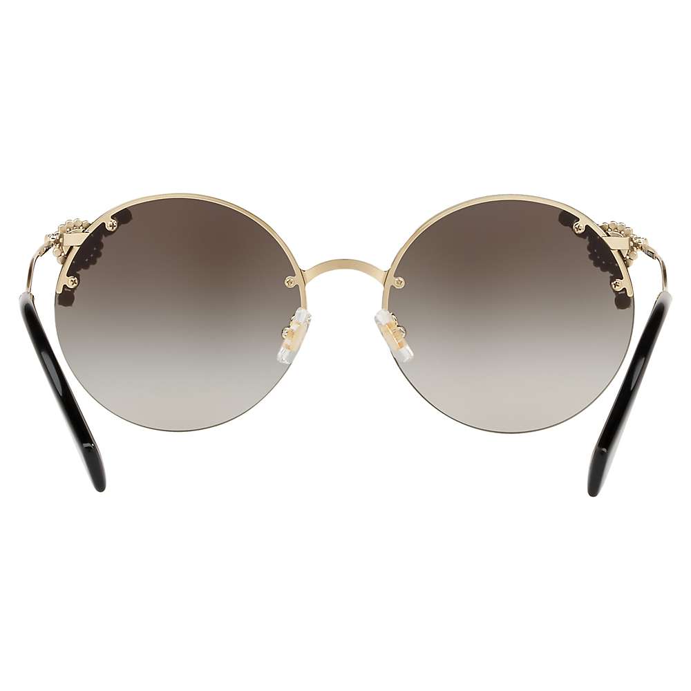 Buy Miu Miu MU 52TS Women's Embellished Round Sunglasses, Gold/Mirror Grey Online at johnlewis.com