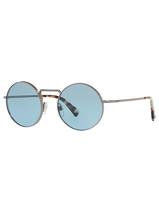 Valentino VA2024 Women's Round Sunglasses, Silver/Blue