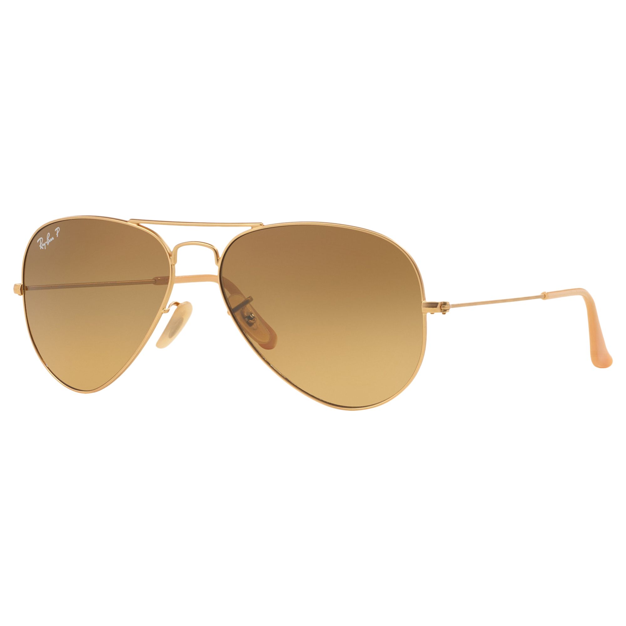 Ray-Ban RB3025 Polarised Original Aviator Sunglasses, Gold/Brown Gradient  at John Lewis & Partners
