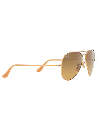 Ray-Ban RB3025 Polarised Original Aviator Sunglasses, Gold/Brown Gradient