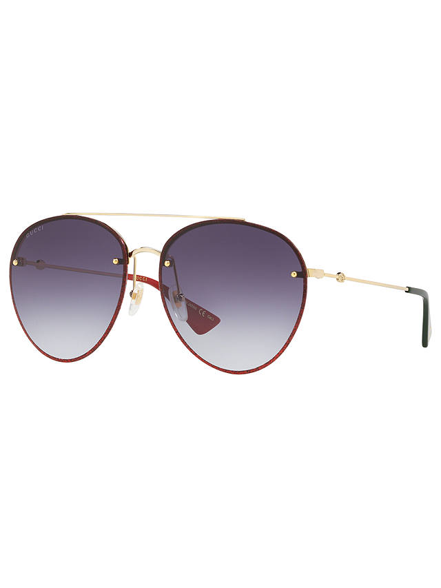 Gucci GG0351S Women's Aviator Sunglasses, Gold/Purple Gradient
