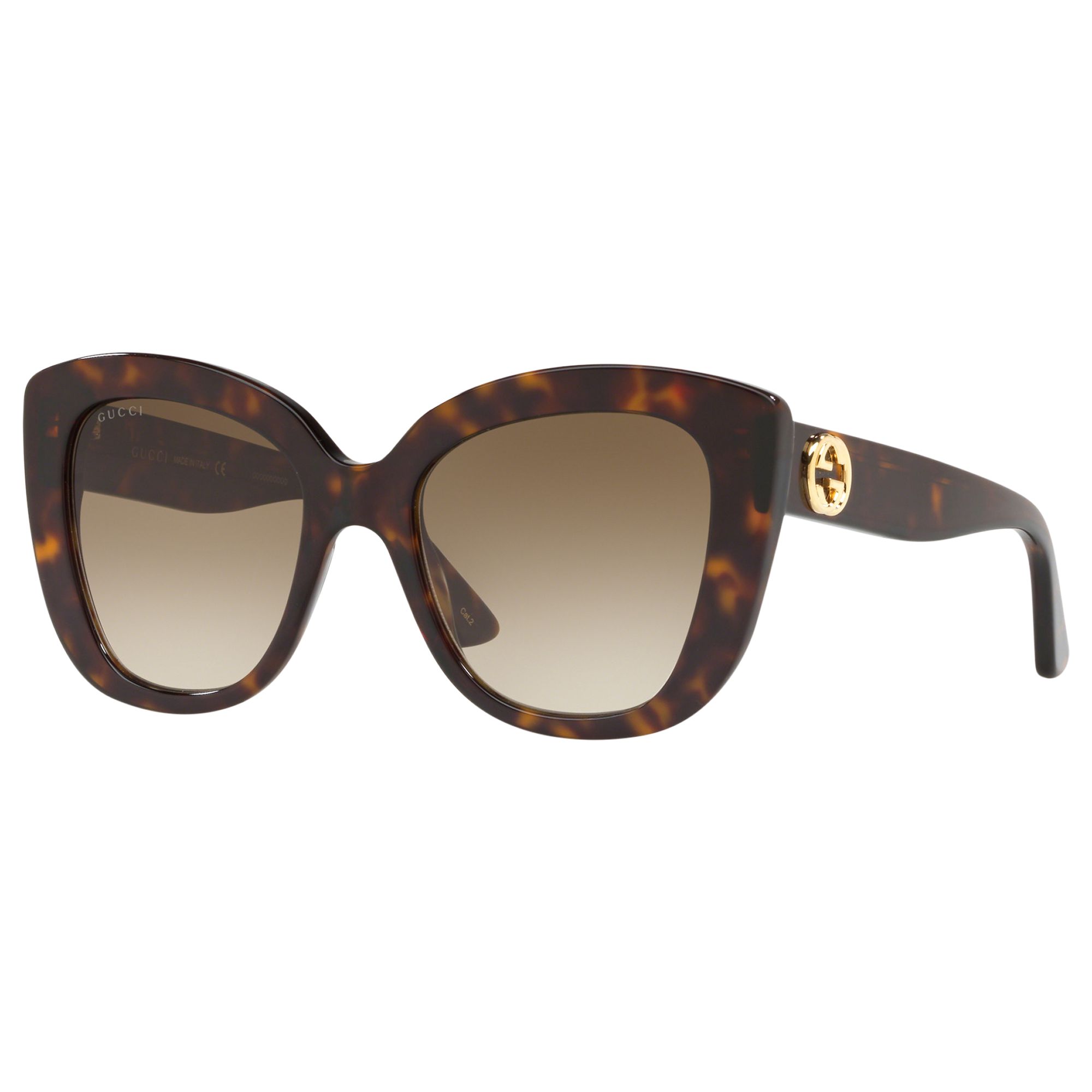 Gucci GG0327S Women's Cat's Eye Sunglasses, Tortoise/Brown Gradient at John  Lewis & Partners