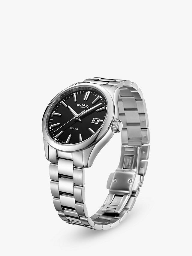 Rotary Men's Oxford Date Bracelet Strap Watch, Silver/Black GB05092/04