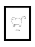 John Lewis Cat Meow Framed Print, 43.5 x 33.5cm, White/Black