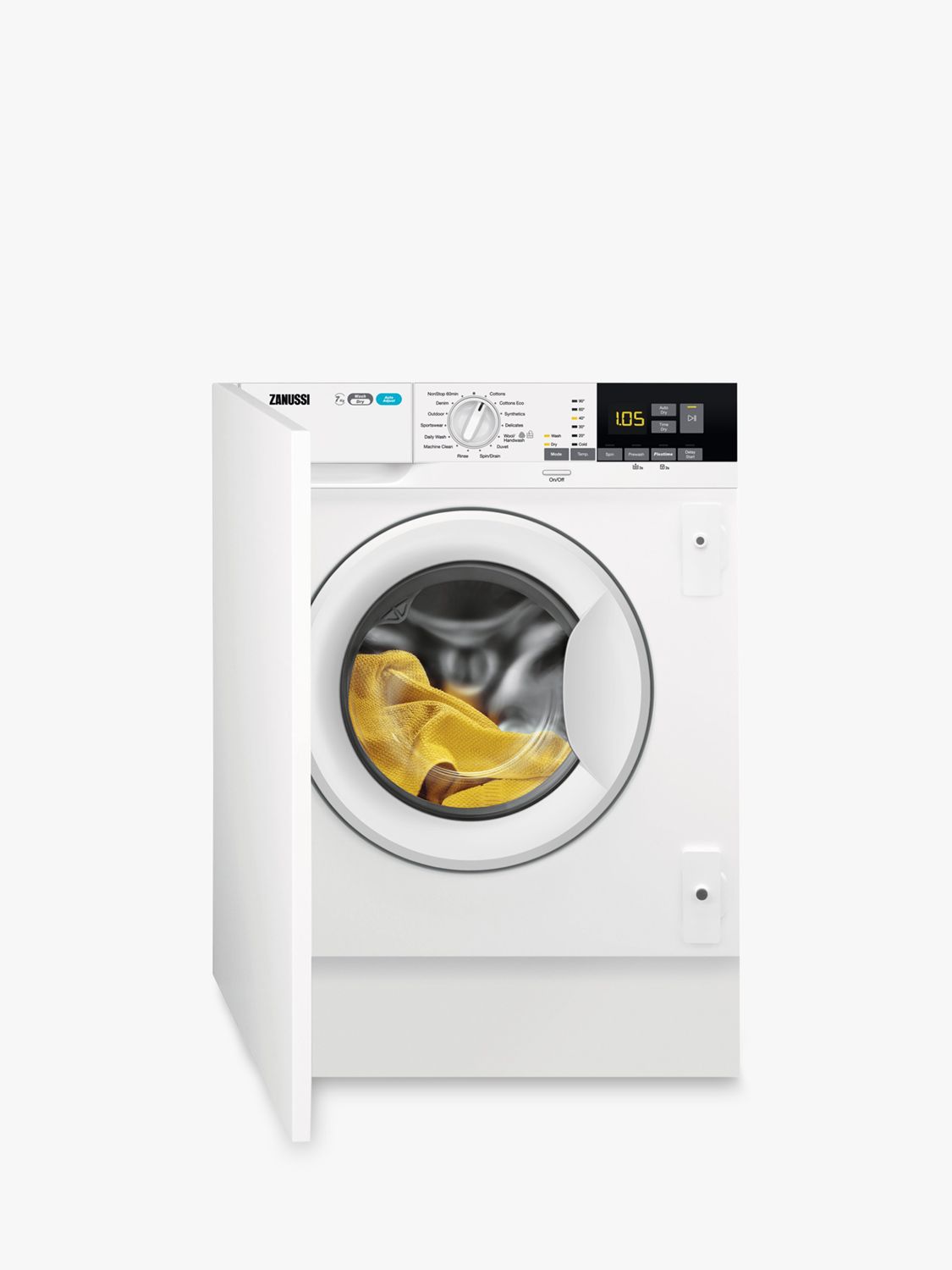 Zanussi Z716WT83BI Integrated Washer Dryer, 7kg/4kg Load, 1600rpm Spin, White
