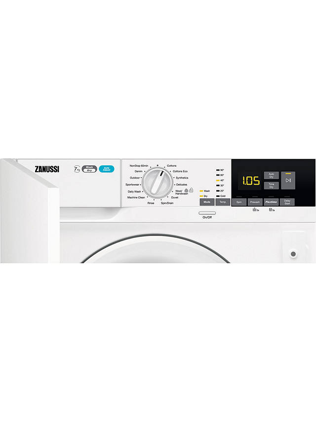 Buy Zanussi Z716WT83BI Integrated Washer Dryer, 7kg/4kg Load, 1600rpm Spin, White Online at johnlewis.com