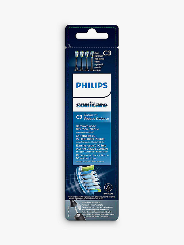 Philips Sonicare HX9044/33 Premium Plaque Defence Replacement Brush Heads, Pack of 4, Black 4