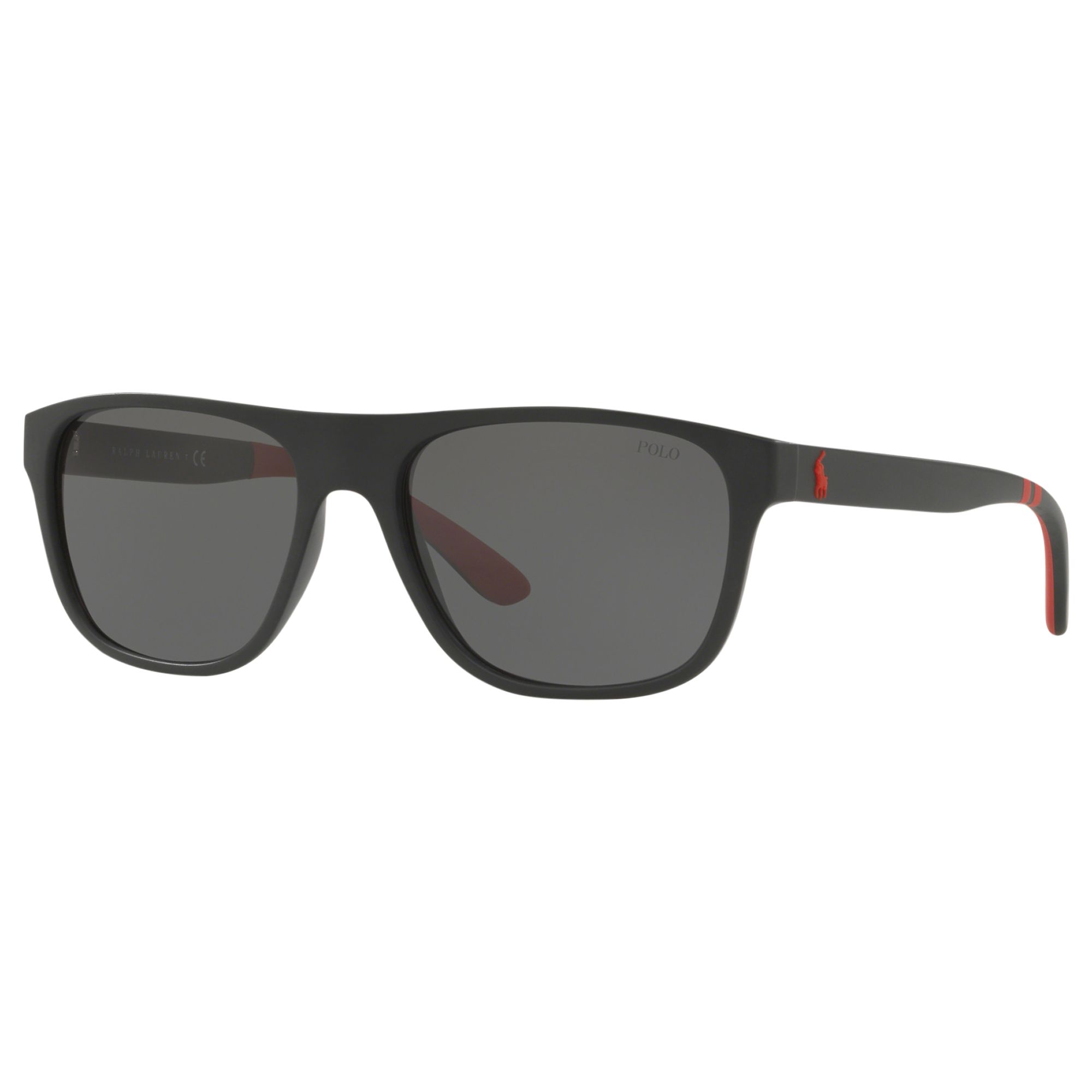 Polo Ralph Lauren PH4131 Men's Rectangular Sunglasses, Matte Black/Grey
