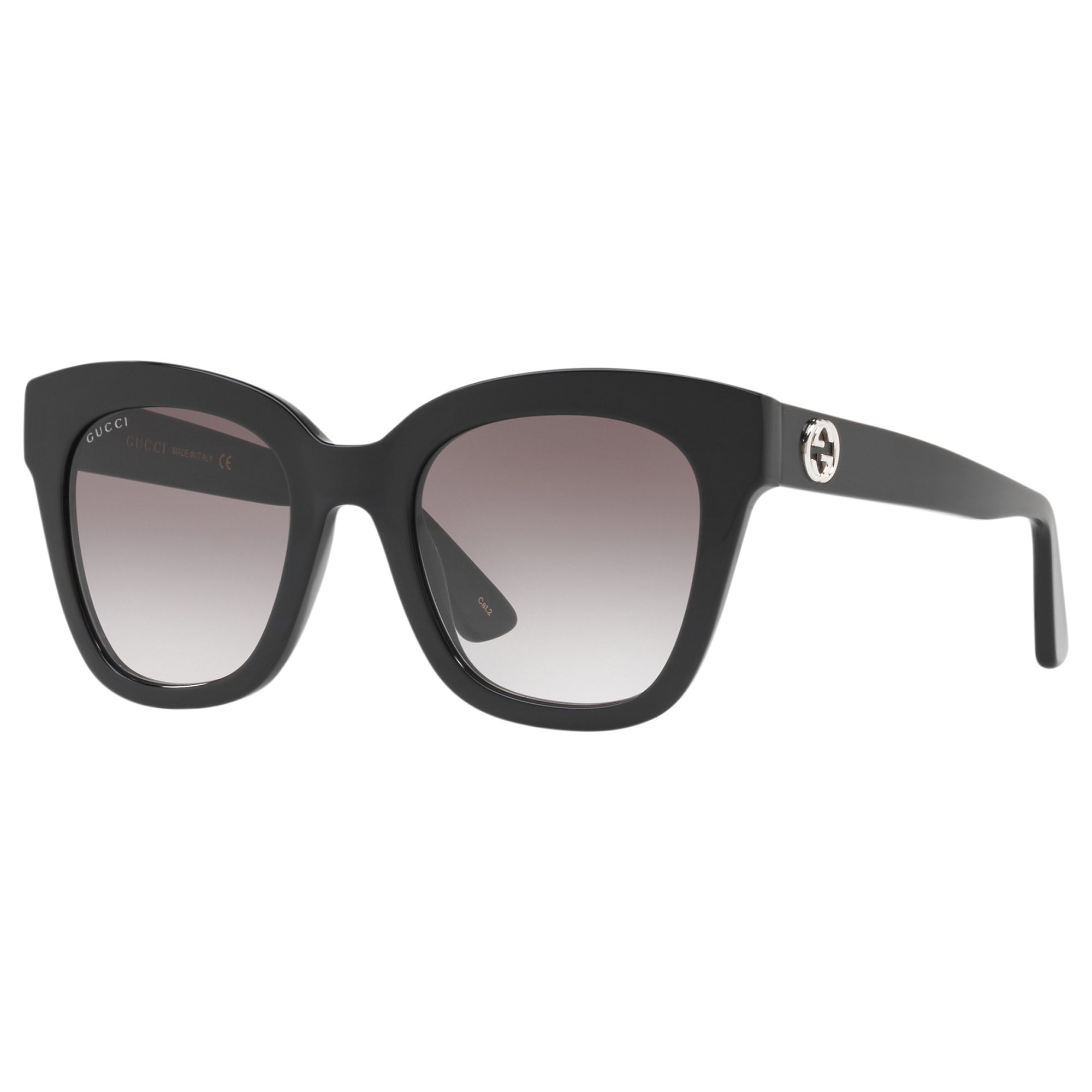 Gucci GG0029S Women's Square Sunglasses, Black/Grey Gradient at John ...