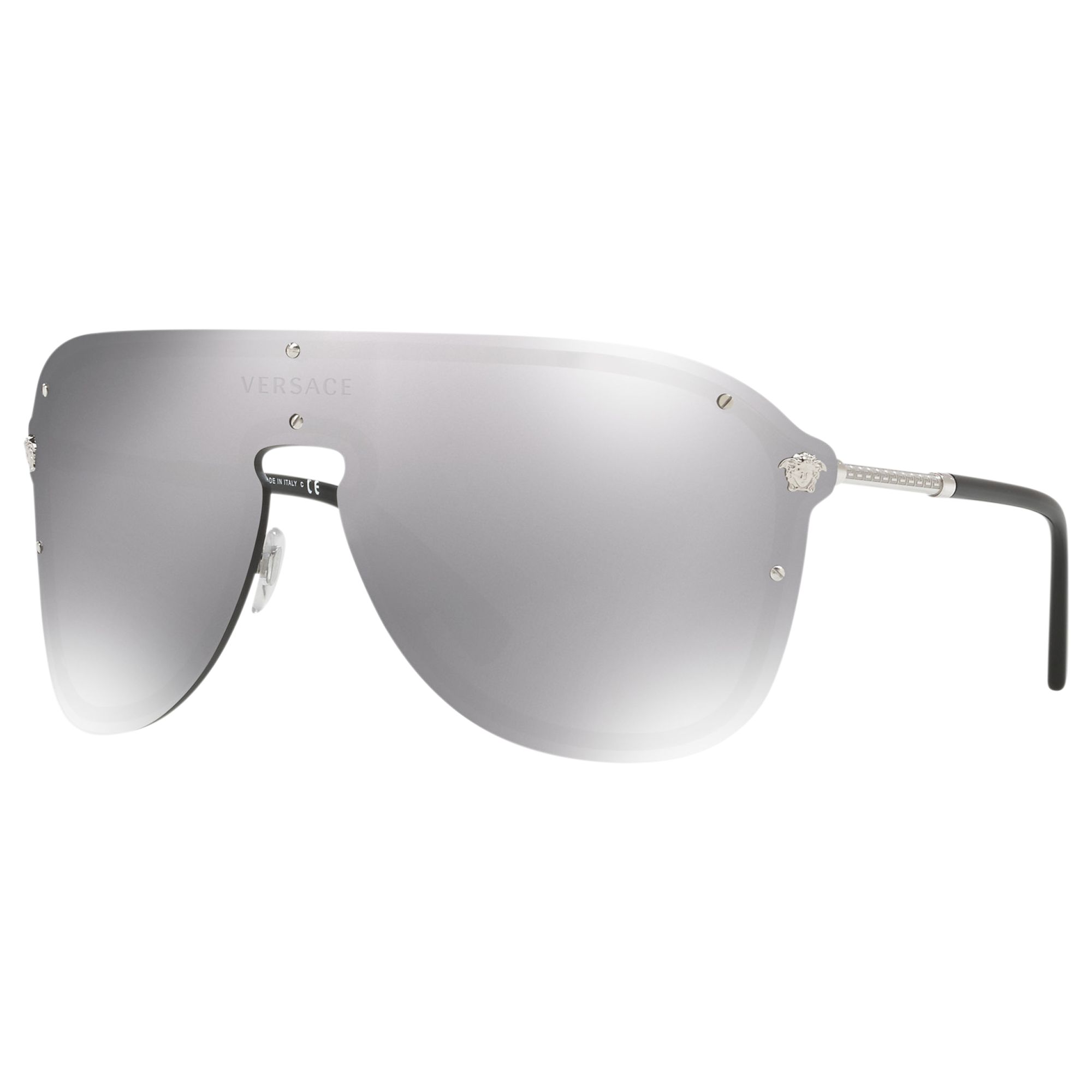 Aviator Sunglasses, Silver/Mirror Grey 