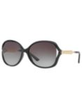 Gucci GG0076S Women's Round Sunglasses, Black/Grey Gradient