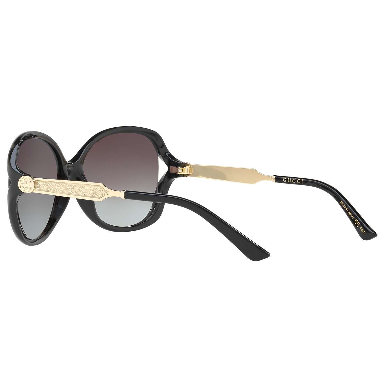 Gucci GG0076S Women's Round Sunglasses, Black/Grey Gradient at John ...