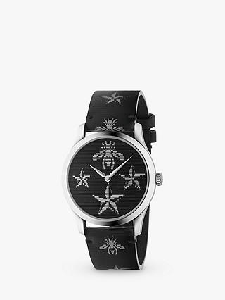 Gucci YA1264105 Unisex G-Timeless Hologram Detail Strap Watch, Black