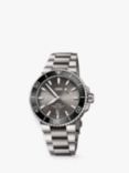 Oris 01 733 7730 7153-07 8 24 15PEB Men's Aquis Automatic Date Titanium Bracelet Strap Watch, Silver/Grey