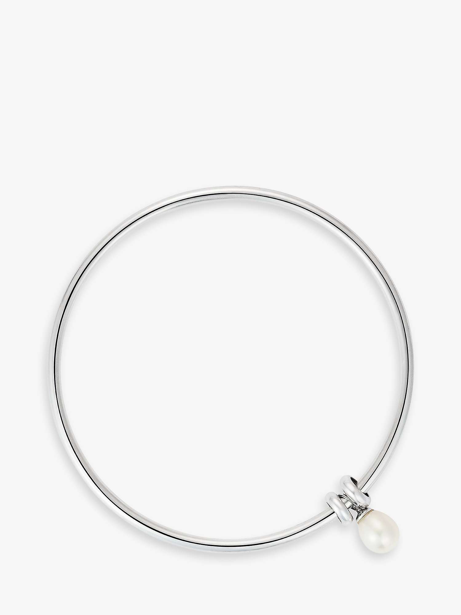 Buy Claudia Bradby Sterling Silver Pearl Charm Bangle, Silver/White Online at johnlewis.com