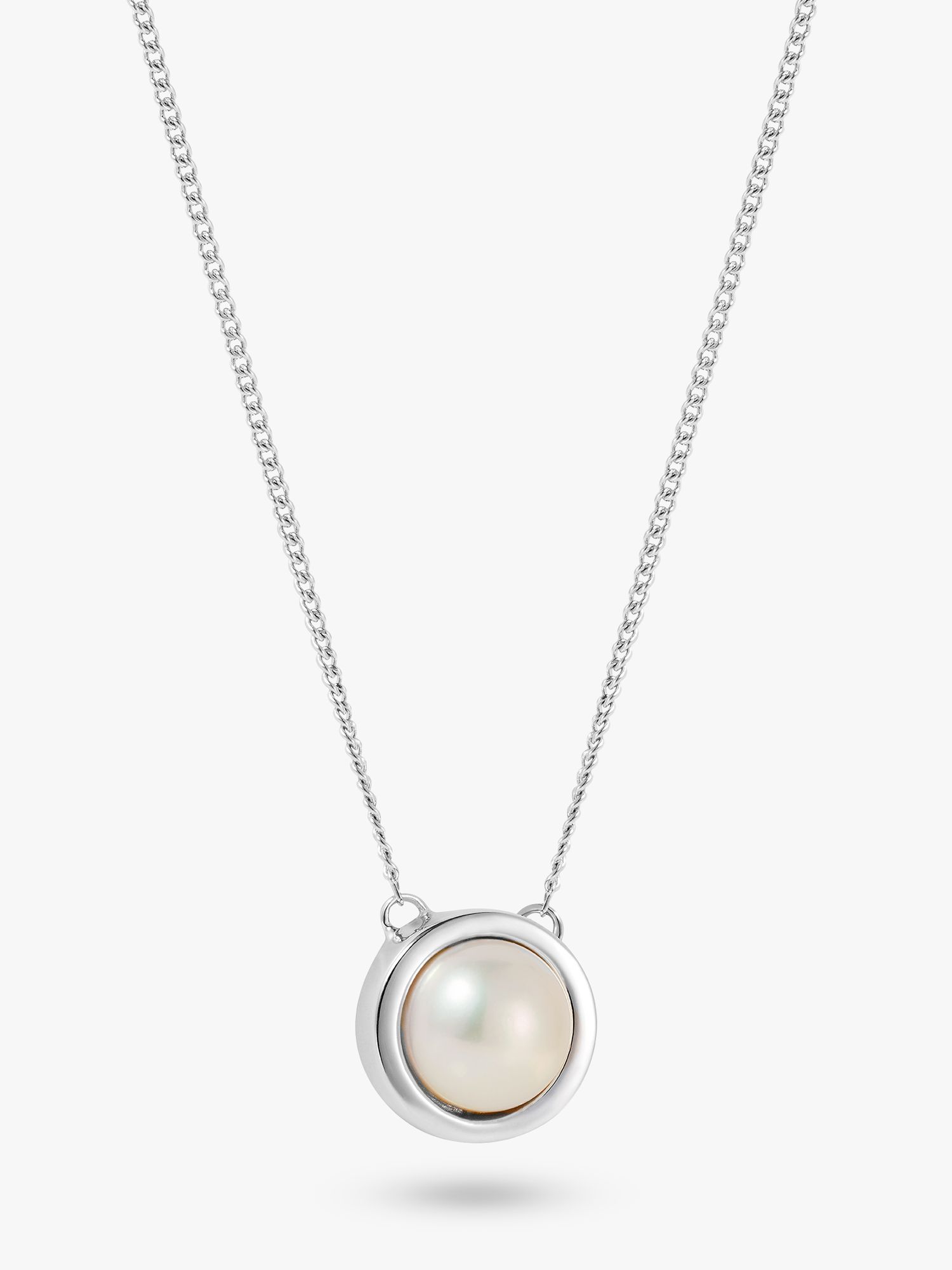 Claudia Bradby Sterling Silver Round Freshwater Pearl Pendant Necklace ...