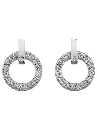 Hot Diamonds White Topaz and Diamond Circle Stud Earrings, Silver