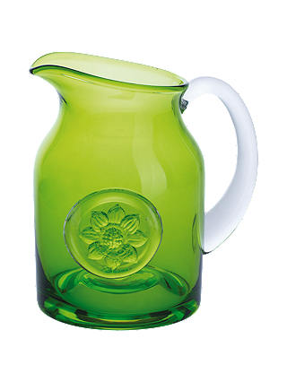 Dartington Crystal Glass Anemone Flower Bottle Jug, Green, H15cm
