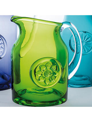 Dartington Crystal Glass Anemone Flower Bottle Jug, Green, H15cm