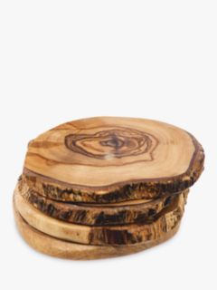 Naturally Med Olive Wood Rustic Coasters - Set of 4