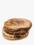 Naturally Med Round Olive Wood Coasters, Set of 4, Natural