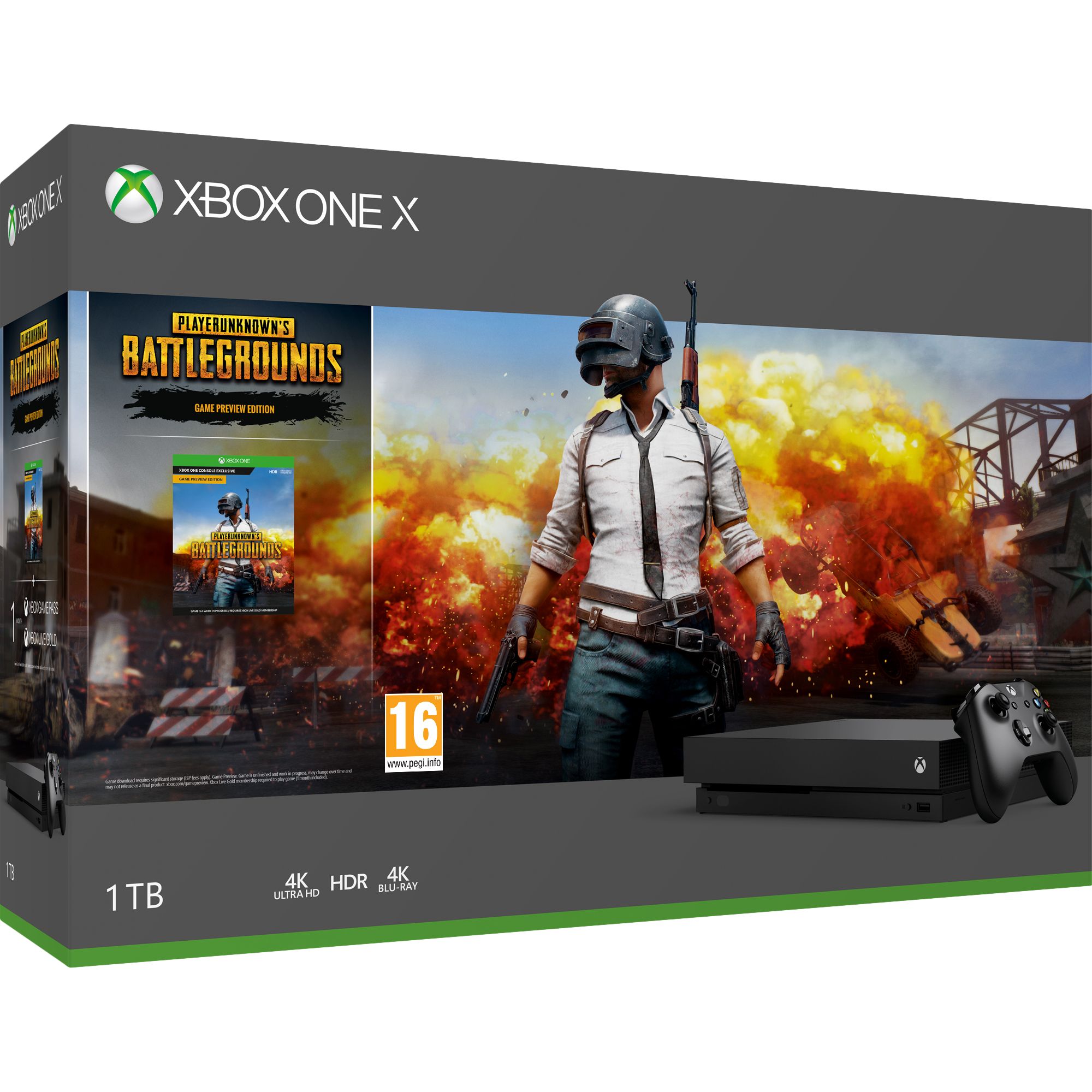 Microsoft Xbox One X Console, 1TB, with Wireless Controller, Black and PlayerUnknown’s Battlegrounds Game Bundle