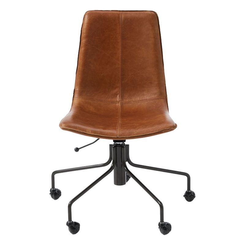west elm Slope Leather Office Chair, Saddle