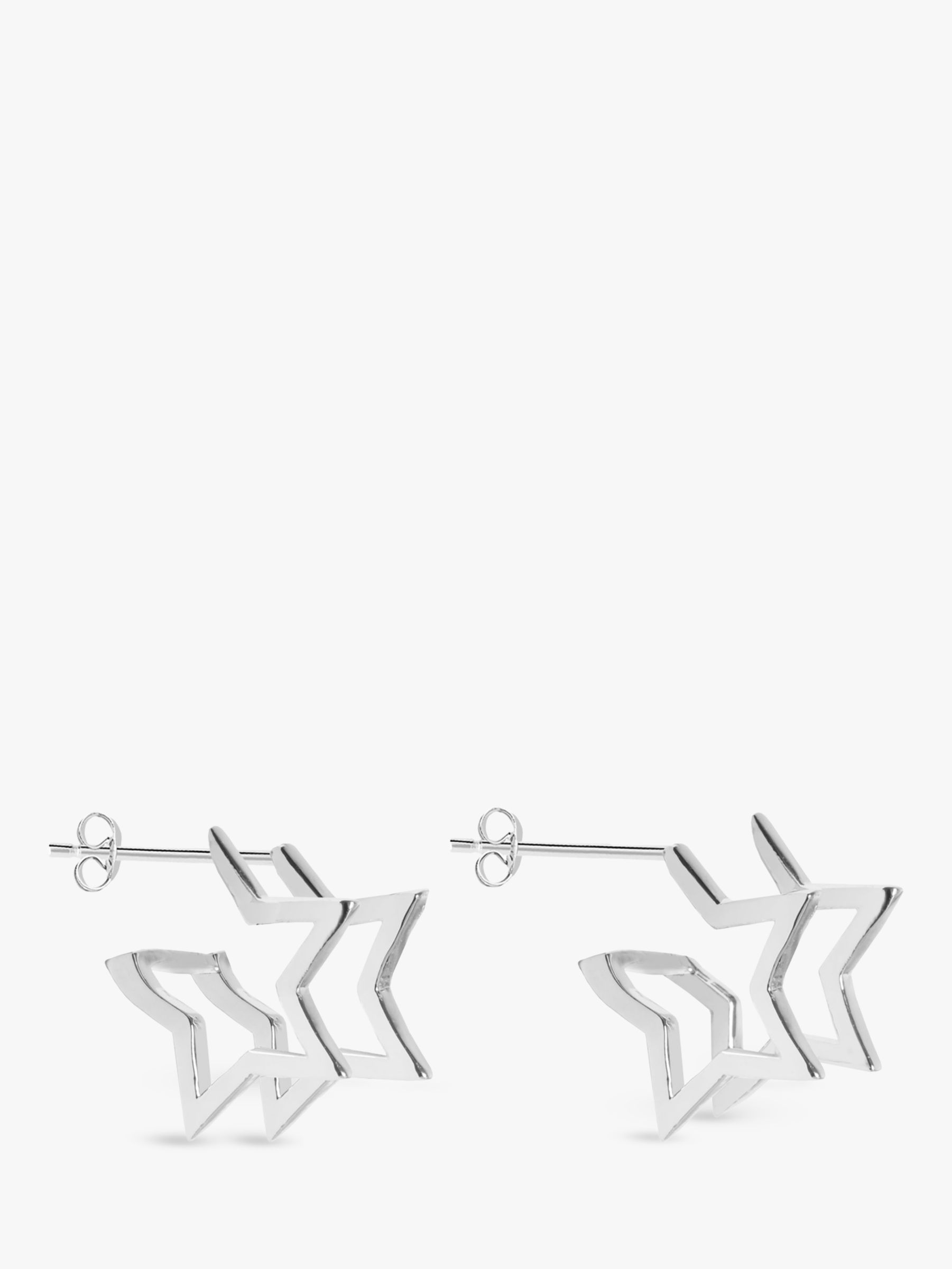 Joma Jewellery Double Star Hoop Earrings, Silver