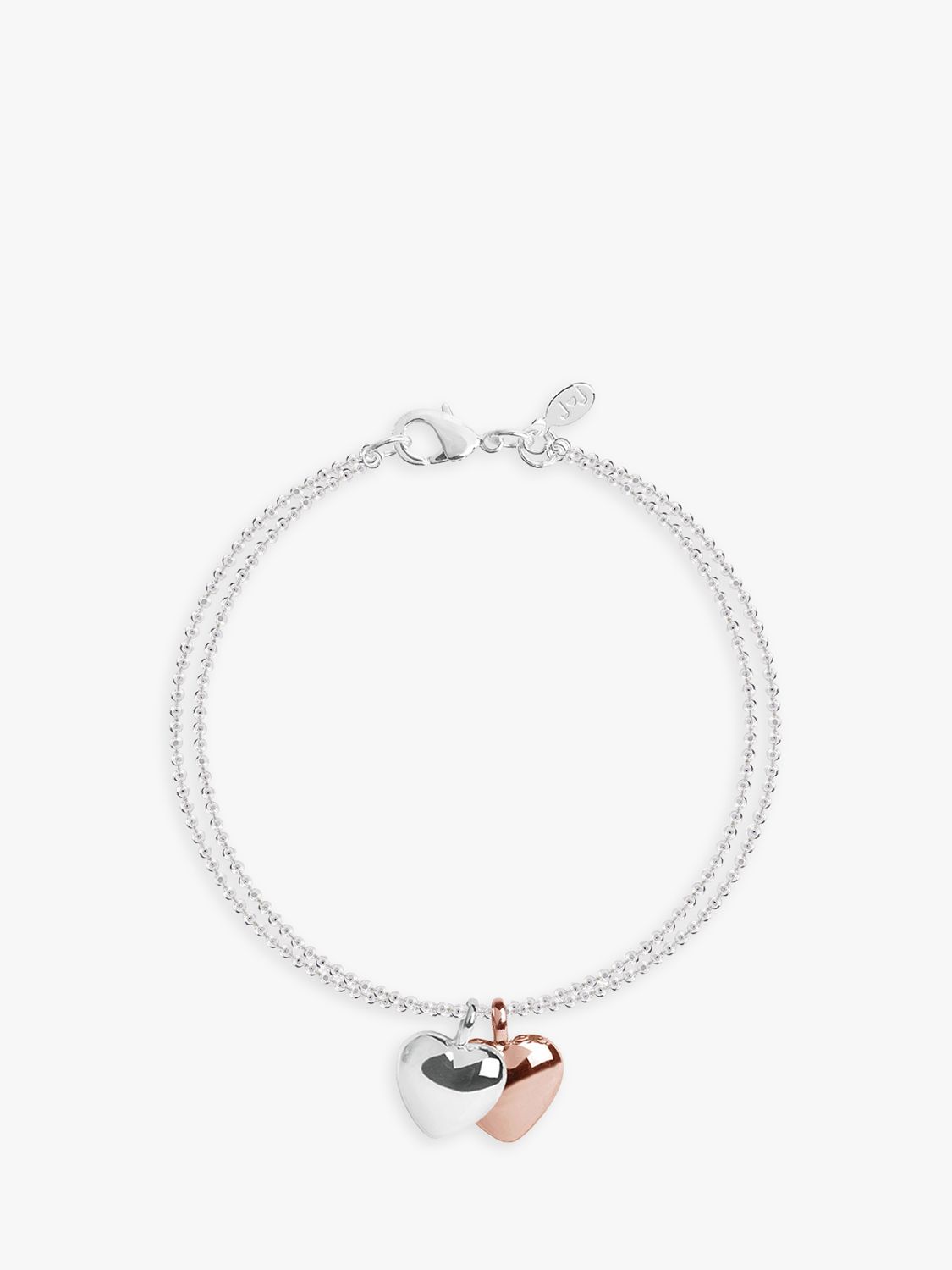 Joma Jewellery Double Heart Chain Bracelet, Silver/Rose Gold at John ...