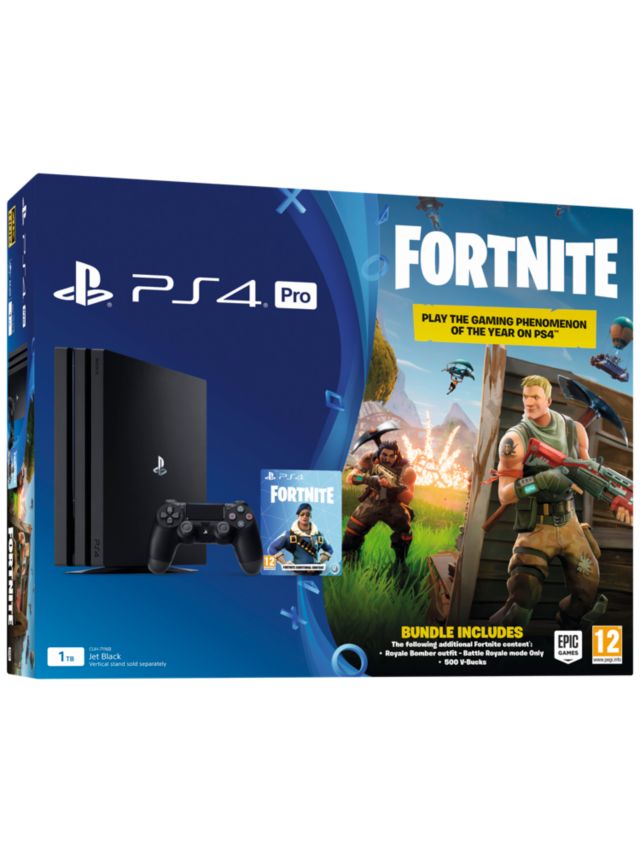 Sony PlayStation 4 Pro Console, 1TB, with DualShock 4 Controller, Jet Black  and Fortnite Battle Royale Bundle