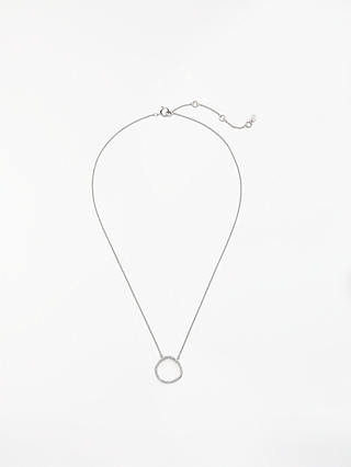 Modern Rarity Diamond Open Circle Pendant Necklace, Silver