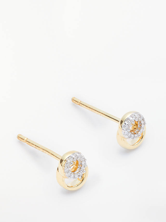 John Lewis Diamond Mini Link Stud Earrings, Gold