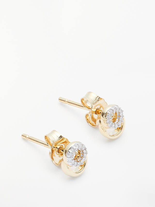 John Lewis Diamond Mini Link Stud Earrings, Gold