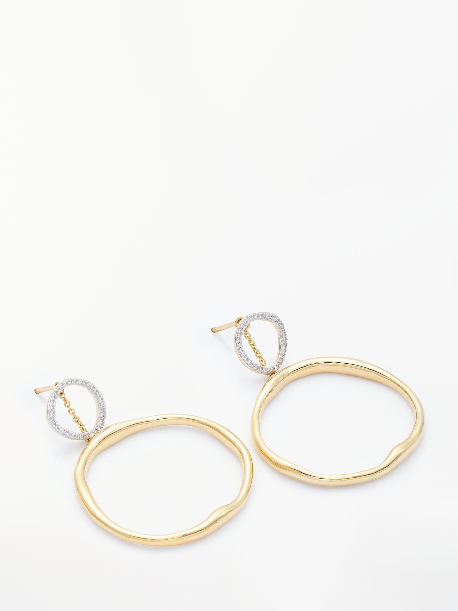 Modern Rarity Diamond Double Circle Drop Earrings, Gold