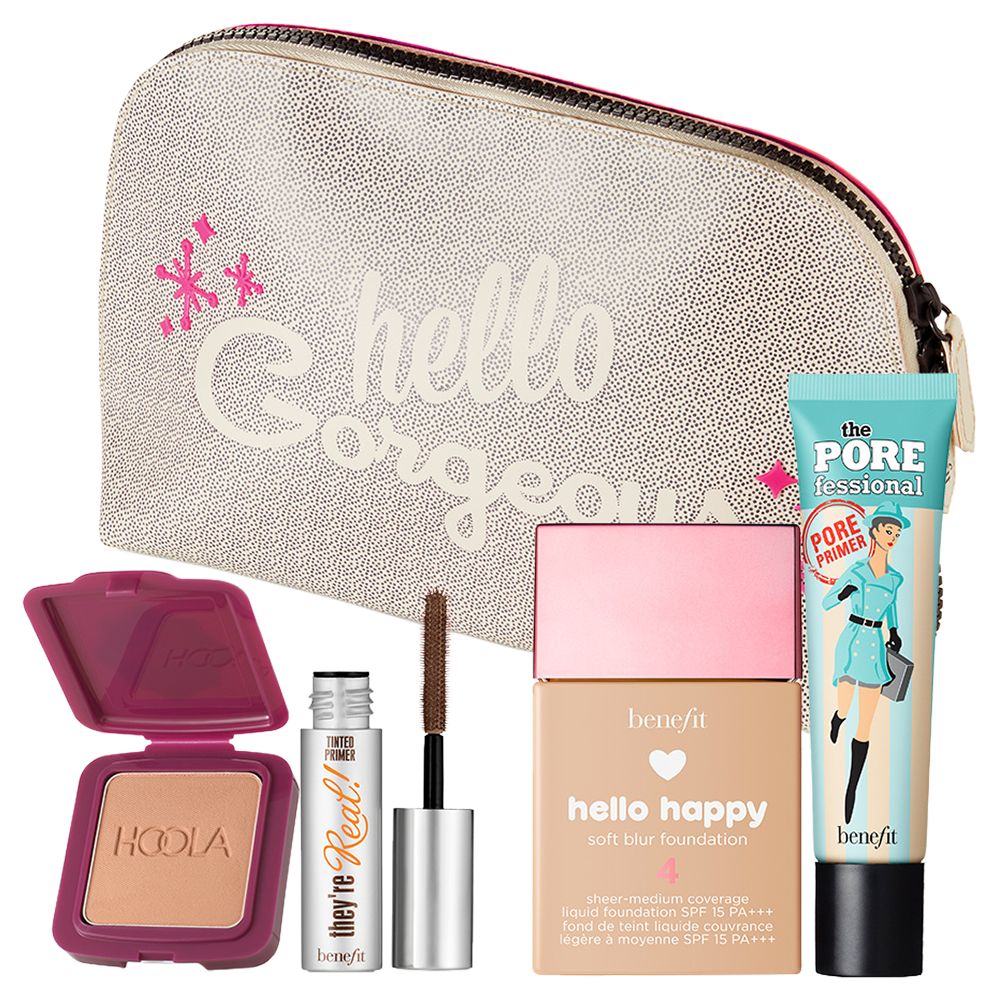 Benefit Hello Happy Soft Blur Foundation, 04 and POREfessional Primer with Gift (Bundle)