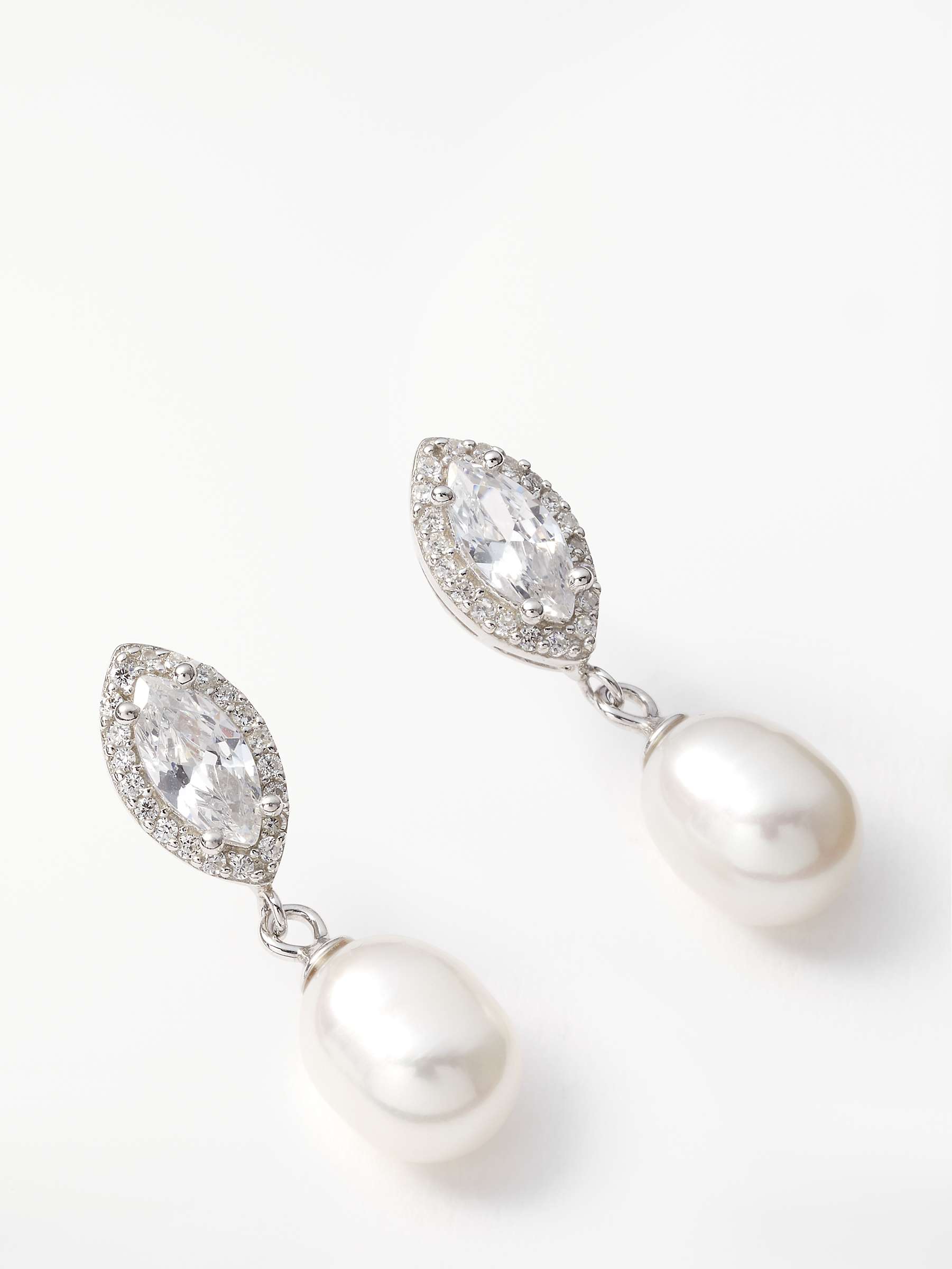 Buy Lido Freshwater Pearl and Marquise Cubic Zirconia Drop Earrings, Silver/White Online at johnlewis.com