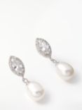 Lido Freshwater Pearl and Marquise Cubic Zirconia Drop Earrings, Silver/White